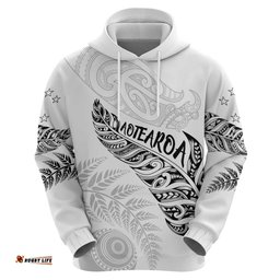 RugbyLife Shop Aotearoa Personalized Lawn Bowls Maori Hoodie New Zealand White Tribal Silver Fern LT7