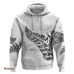 RugbyLife Shop Aotearoa Personalized Lawn Bowls Maori Hoodie New Zealand White Tribal Silver Fern LT7