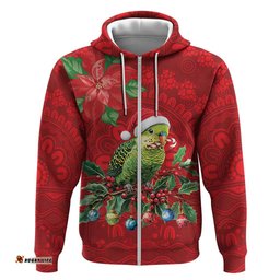RugbyLife Shop Aussie Green Budgerigar Hoodie Aboriginal Inspired Christmas LT9