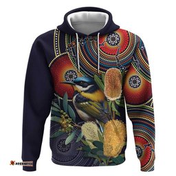 RugbyLife Shop Aussie Honeyeaters Banksia Flowers Hoodie Aboriginal Dots Painting LT9