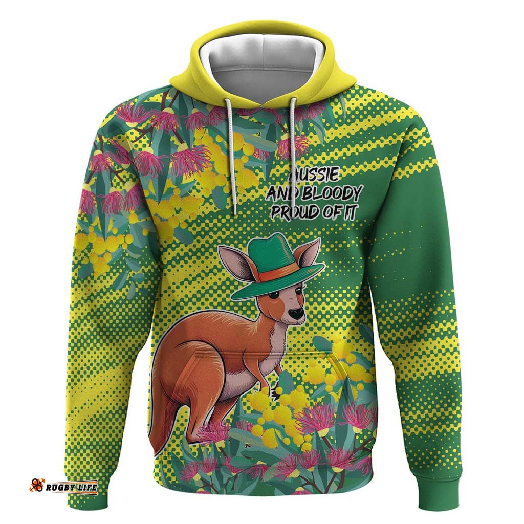RugbyLife Shop Aussie and Bloody Proud of It Hoodie Happy Australia Day LT9