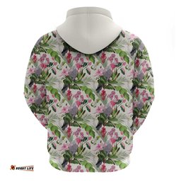 RugbyLife Shop Aussie Pink Cockatoo Flowers Seamless Pattern Hoodie LT9