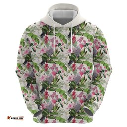 RugbyLife Shop Aussie Pink Cockatoo Flowers Seamless Pattern Hoodie LT9