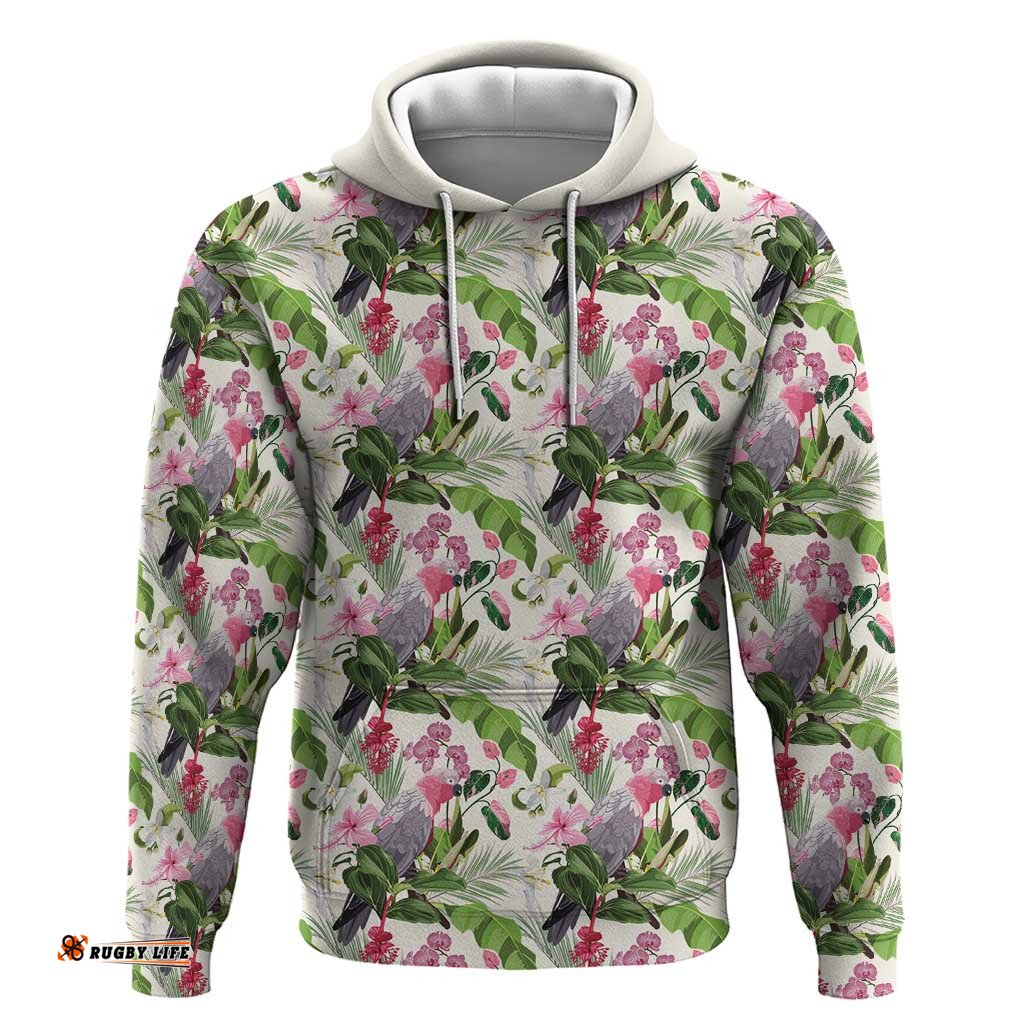 RugbyLife Shop Aussie Pink Cockatoo Flowers Seamless Pattern Hoodie LT9