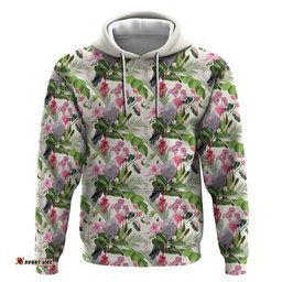 RugbyLife Shop Aussie Pink Cockatoo Flowers Seamless Pattern Hoodie LT9