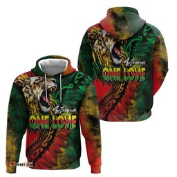 RugbyLife Shop Aotearoa One Love Hoodie Reggae Lion with Kakahu Huruhuru LT03