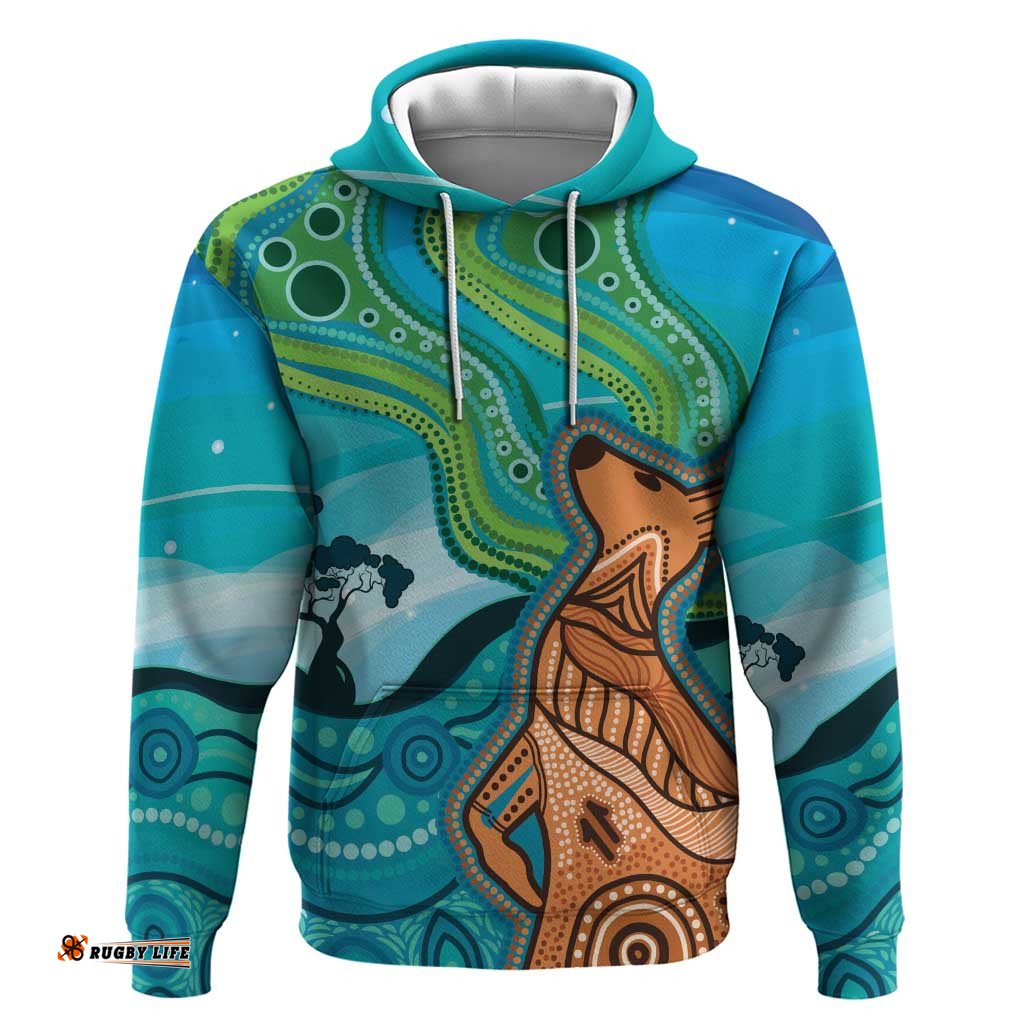 RugbyLife Shop Aussie Aurora Borealis Aboriginal Art Hoodie LT7
