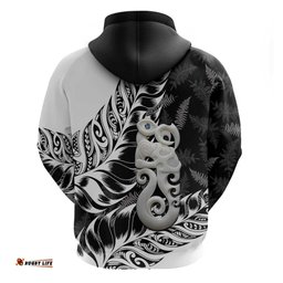 RugbyLife Shop Aotearoa Manaia NZ Maori Silver Fern Hoodie LT14