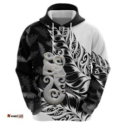 RugbyLife Shop Aotearoa Manaia NZ Maori Silver Fern Hoodie LT14