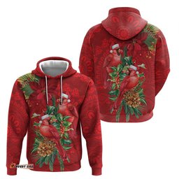 RugbyLife Shop Aussie Red Cardinal Hoodie Aboriginal Inspired Christmas LT9