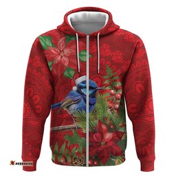 RugbyLife Shop Aussie Superb Fairywren Bird Hoodie Aboriginal Inspired Christmas LT9