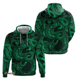 RugbyLife Shop Aotearoa Maori Hei Tiki Hoodie Kakariki Kowhaiwhai Puhoro Motif LT9