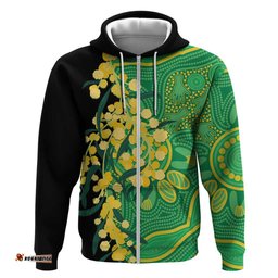 RugbyLife Shop Australia Golden Wattle Hoodie Aussie Native Flowers Indigenous Art LT14