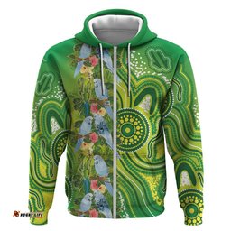 RugbyLife Shop Budgerigar Australia Hoodie Aussie Common Parakeet Indigenous Art LT14