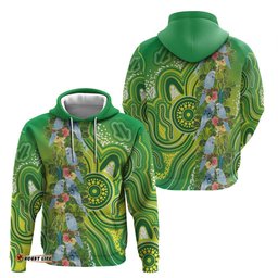 RugbyLife Shop Budgerigar Australia Hoodie Aussie Common Parakeet Indigenous Art LT14
