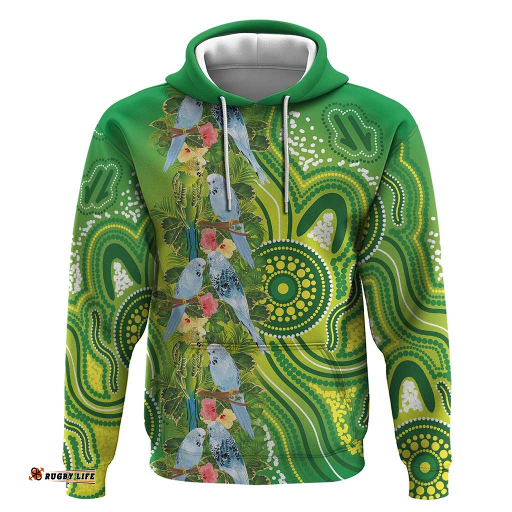 RugbyLife Shop Budgerigar Australia Hoodie Aussie Common Parakeet Indigenous Art LT14