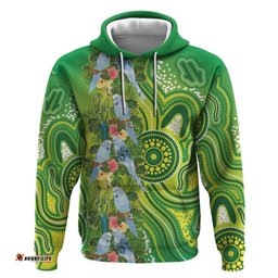 RugbyLife Shop Budgerigar Australia Hoodie Aussie Common Parakeet Indigenous Art LT14