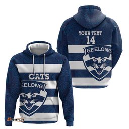 RugbyLife Shop AFL Cats Football Custom Hoodie Geelong Proud Indigenous Art LT14