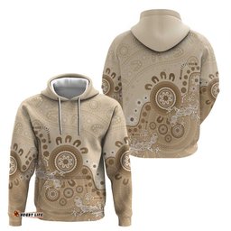 RugbyLife Shop Beige Lizards Australia Hoodie Boomerang Indigenous Art LT14