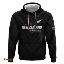 RugbyLife Shop Custom Football New Zealand Hoodie Aotearoa United Black Version LT01
