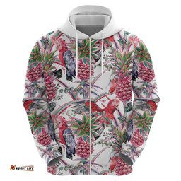 RugbyLife Shop Australia Pink Galah Hoodie Rose-breasted Cockatoo Pineapple Seamless Vibes LT14