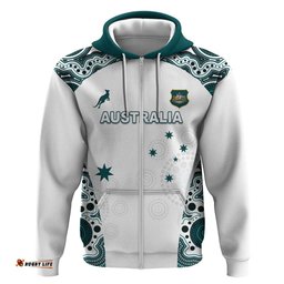 RugbyLife Shop Custom Australia Rugby 2026 Hoodie Go Wallabies Aboriginal Pattern White Version LT05