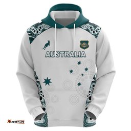 RugbyLife Shop Custom Australia Rugby 2026 Hoodie Go Wallabies Aboriginal Pattern White Version LT05