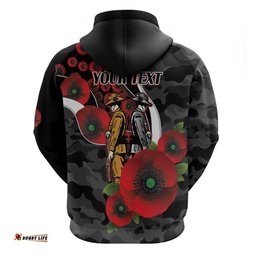 RugbyLife Shop Collingwood Magpies ANZAC Personalised Hoodie Lest We Forget Poppy Camo LT9