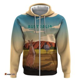 RugbyLife Shop Australia Personalized Hoodie Uluru Scenery LT7