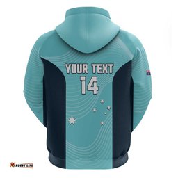 RugbyLife Shop Custom Bowls Australia Hoodie Teal Color Curve Sporty LT14