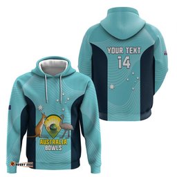 RugbyLife Shop Custom Bowls Australia Hoodie Teal Color Curve Sporty LT14