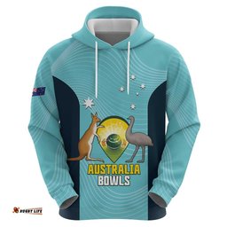 RugbyLife Shop Custom Bowls Australia Hoodie Teal Color Curve Sporty LT14