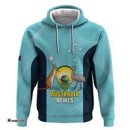 RugbyLife Shop Custom Bowls Australia Hoodie Teal Color Curve Sporty LT14