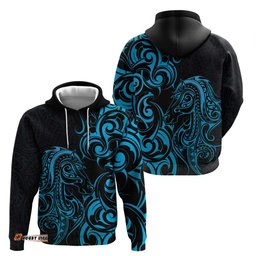 RugbyLife Shop Blue Aoteara Horse Racing Hoodie NZ Maori Pattern LT14