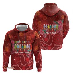 RugbyLife Shop Australia Budgerigar Christmas Personalised Hoodie Budgies Hakea Have A Good Chrissie LT14