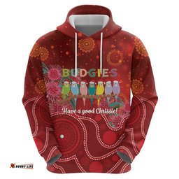 RugbyLife Shop Australia Budgerigar Christmas Personalised Hoodie Budgies Hakea Have A Good Chrissie LT14