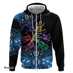 RugbyLife Shop Autism Awareness Australia Indigenous Hoodie We All Have Different Abilities LT14