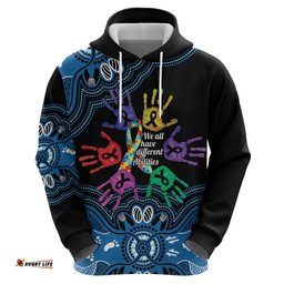 RugbyLife Shop Autism Awareness Australia Indigenous Hoodie We All Have Different Abilities LT14