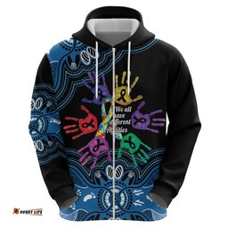 RugbyLife Shop Autism Awareness Australia Indigenous Hoodie We All Have Different Abilities LT14