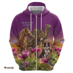 RugbyLife Shop ANZAC Day Hoodie Lest We Forget The Animals Of War LT15