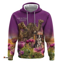 RugbyLife Shop ANZAC Day Hoodie Lest We Forget The Animals Of War LT15