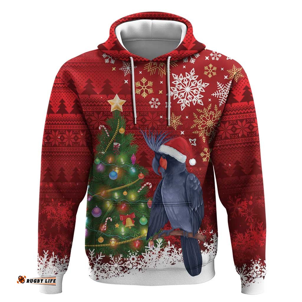 RugbyLife Shop Australia Palm Cockatoo Christmas Hoodie Goliath Cockatoo Santa Merry Chrissie LT14