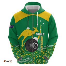 RugbyLife Shop Custom Bowls Australia Hoodie Aussie Kangaroo Aboriginal Art LT14