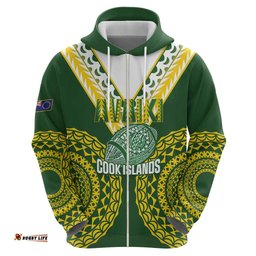 RugbyLife Shop Custom Avaiki Cook Islands Rugby Hoodie Kuki Airani Tatau Green LT14