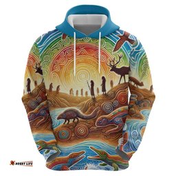 RugbyLife Shop Aboriginal Dreamtime Animals Stories Hoodie LT9