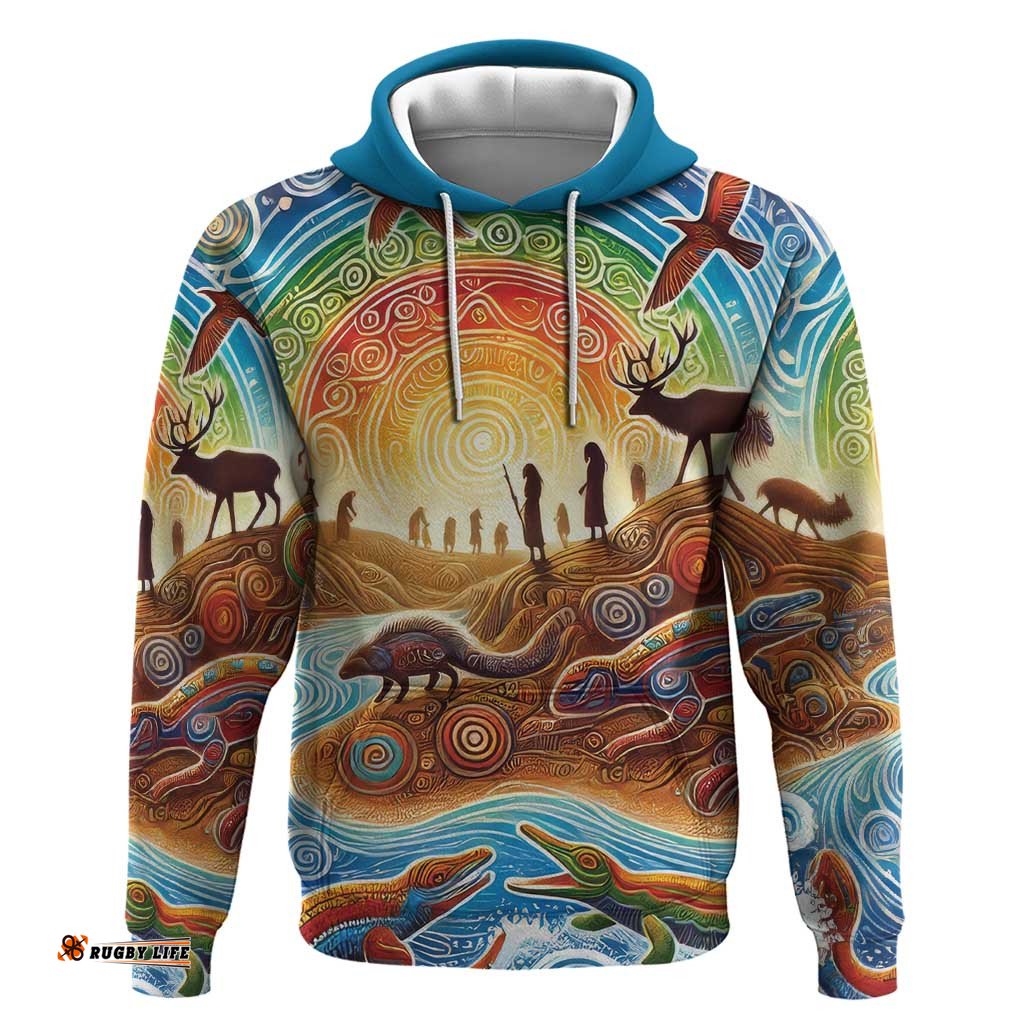 RugbyLife Shop Aboriginal Dreamtime Animals Stories Hoodie LT9
