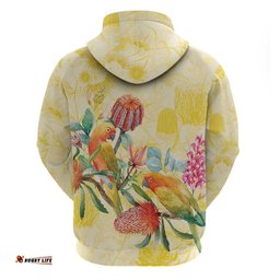 RugbyLife Shop Birds and Floral Aussie Lorikeet Hoodie Pastel Yellow LT7