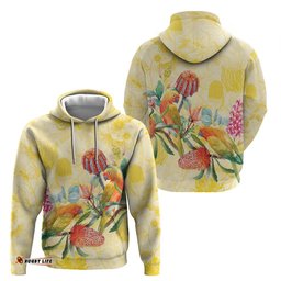 RugbyLife Shop Birds and Floral Aussie Lorikeet Hoodie Pastel Yellow LT7