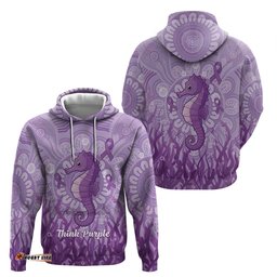 RugbyLife Shop Australia Epilepsy Awareness Hoodie Seahorse Think Purple Ribbon Aboriginal LT14