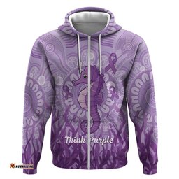 RugbyLife Shop Australia Epilepsy Awareness Hoodie Seahorse Think Purple Ribbon Aboriginal LT14